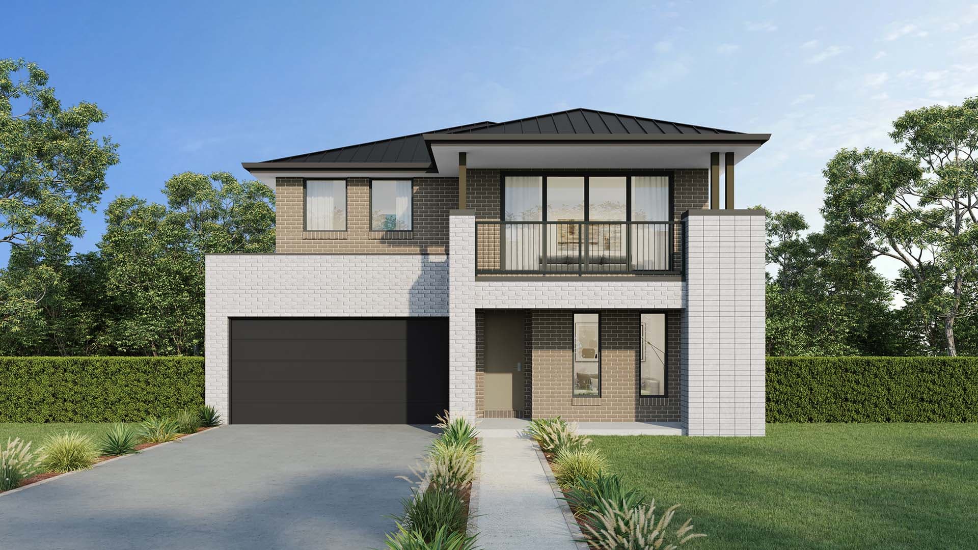 The exterior of a modern looking home on a sunny day